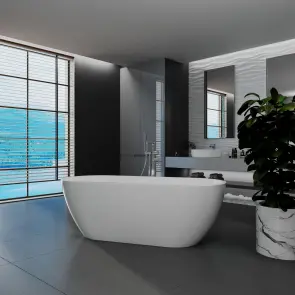 Ванна акрилова окремостояча суцільнолита AquaLuxe 1700x750 White з сифоном №3