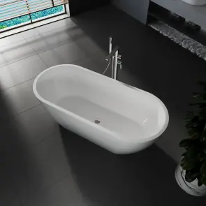 Ванна акрилова окремостояча суцільнолита AquaLuxe 1700x750 White з сифоном №4
