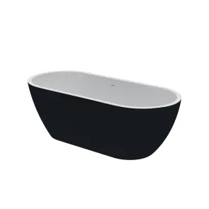 Ванна акрилова окремостояча суцільнолита AquaLuxe 1700x750 White/Matt Black з сифоном №2