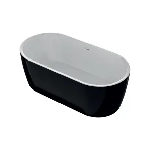 Ванна акрилова окремостояча суцільнолита PureLine 1600x800 White/Matt Black з сифоном №2