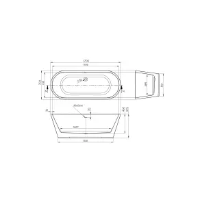 Ванна акрилова окремостояча суцільнолита Elara 1700x700 White з сифоном №5
