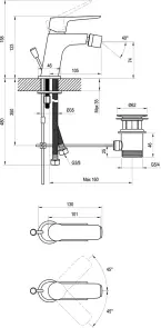 CL 055.00 Змішувач для біде з відкриванням стоку №3