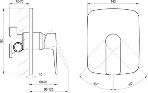 CL 066.00 Змішувач прихованого монтажу для душу без перемикача для R-box №3