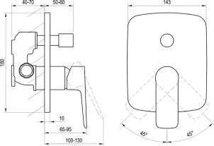 CL 065.00 Змішувач прихованого монтажу ванна/душ з перемикачем для R-box №3