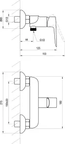 CL 032.00 Змішувач для душу без лійки 150 мм №3