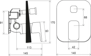 TD F 065.00 Змішувач прихованого монтажу з перемикачем для R-box №3