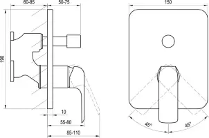 FL 065.00 Змішувач прихованого монтажу з перемикачем для R-box №3
