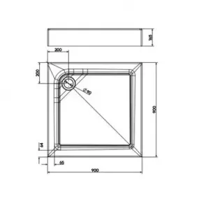 FIRST Піддон квадратний 90 x 90см, з інтегрованою панеллю №3