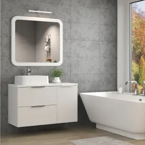 Тумба консольна Aqua 100 з корзиною (біла, глянець) №4
