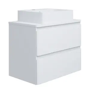 Тумба консольна біла STYLE 70cм з умивальником Kvadro 60см №1