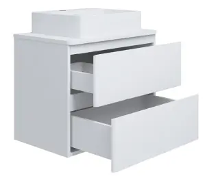 Тумба консольна біла STYLE 70cм з умивальником Kvadro 60см №2