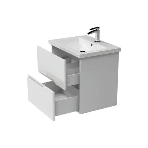 Тумба консольна GRACE 600 (білий глянець) з умивальником №2
