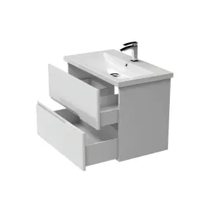 Тумба консольна GRACE 800 (білий глянець) з умивальником №2