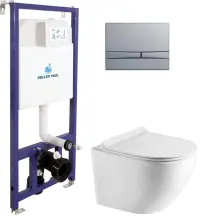 Інсталяція Koller Pool Dune 1200SL + Integro Cosmo Chrome matt панель змиву + підвісний унітаз Round SMART