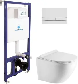 Інсталяція Koller Pool Dune 1200SL + Integro Cosmo White панель змиву + підвісний унітаз Round SMART №1