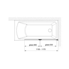 Шторка на ванну QP97(right) двоелементна 1150x1400 chrome; clear №7