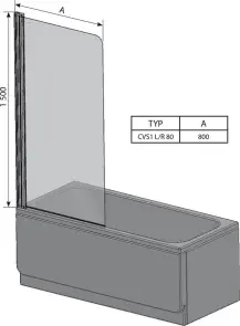 Штора для ванни CVS1 -80 R Білий TRANSPARENT №2