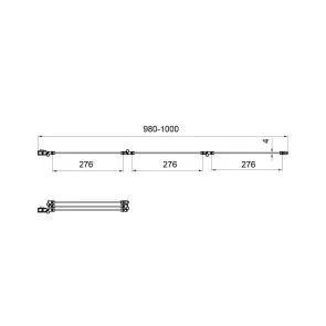 Шторка на ванну трьохелементна Style 1000х1500мм (left) chrome, скло 4мм clear №4