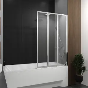 Шторка на ванну трьохелементна Style 1000х1500мм (right) chrome, скло 4мм clear №2