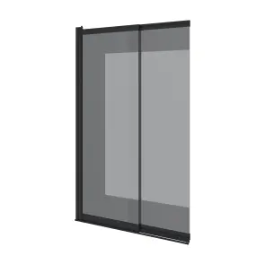 Шторка на ванну двоелементна Style 1000х1500мм black matt, скло 6мм europe grey №1