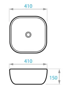 ROUND умивальник на стільницю 410х410 мм, чорний матовий №3
