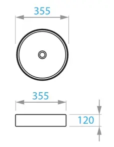 Round Arc умивальник на стільницю 355х355 мм, чорний матовий №4