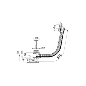 Сифон для ванни автомат комплект метал 57cm (Koller Pool) №2
