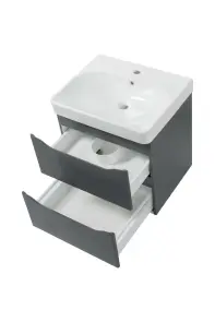 Шкафчик с умывальником 75 Smile Square Grey matt SM-75 ПС+500.249.01.1 Air-Line №2