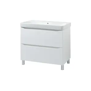 Шкафчик с умывальником 90 Smile Square White matt SM-90 НБ+500.251.01.1 Air-Line №1