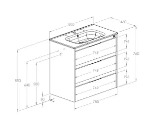 Шкафчик с умывальником Alpine Unik 800 A852017464 Roca №2