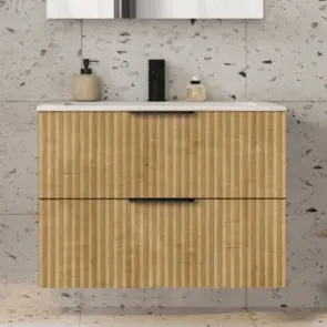 Шкафчик с умывальником Reef 800 Light Oak A857955464+A3272A4000 Roca №2