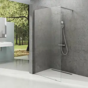 Нерухома стінка Walk In Wall- 100 v.200 Полір. алюм. Transparent №1
