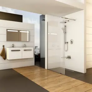 Нерухома стінка Walk In Wall- 100 v.200 Полір. алюм. Transparent №2