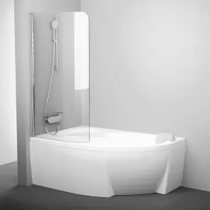 Штора для ванни CVSK1 ROSA 160/170 L Полір.алюм. TRANSPARENT №1