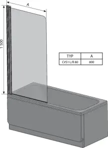 Штора для ванни CVS1 -80 L Білий TRANSPARENT №2