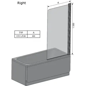 Штора для ванни CVS1 -80 R Білий TRANSPARENT №4
