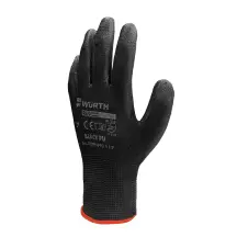 Рукавиці захисні з поліуретановим покриттям BASIC, чорні, пара, розмір 7 купити в Україні