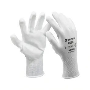 Рукавиці захисні з поліуретановим покриттям White PU, пара, розмір 7 №1