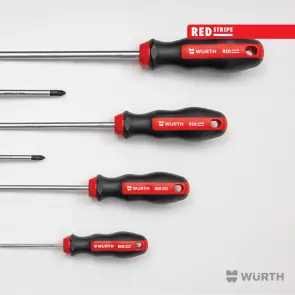 Набір викруток шліц+РН, круглий стрижень, 6 шт., RED STRIPE №2