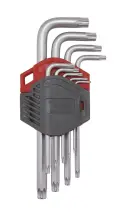 Набор ключей Г-образных TORX с отверстием, TX10-50, 9 шт., RED STRIPE