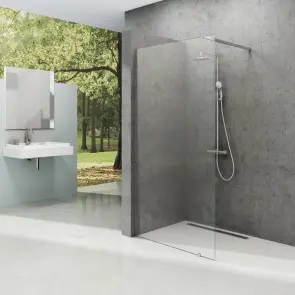Нерухома стінка Walk In Wall- 130 v.200 Полір. алюм. Transparent №1