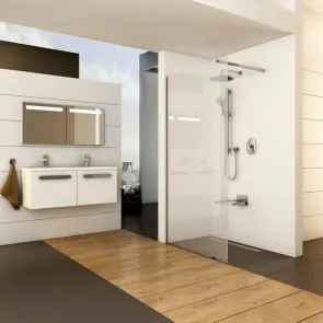 Нерухома стінка Walk In Wall- 150 v.200 Полір. алюм. Transparent №2