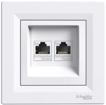 Розетка компьютерная, RJ45, кат.5е, UTP, двойная Белая, Asfora EPH4400121