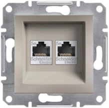 Розетка компьютерная, RJ45, кат.5е, UTP, двойная Бронза, Asfora EPH4400169