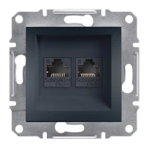 Розетка компьютерная, RJ45, кат.6, UTP, двойная Антрацит, Asfora EPH4800171