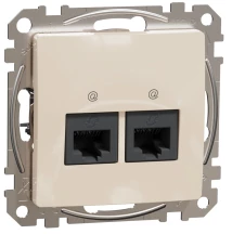 Компьютерная розетка двойная RJ45, кат. 6, неэкр. UTP, Бежевый, Sedna Design SDD112462