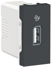 Розетка USB 2.0 зарядна 1.05А, 1 модуль, антрацит, Unica NEW NU342854