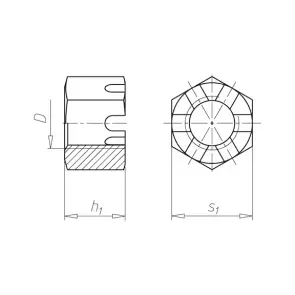 Гайка шестигранна корончата DIN935 - 8 (A2K) - SW46, M30 №2