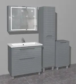 Тумба напольная Milleau PARALLEL 80 c умывальником Коcмо 80см для ванной комнаты, графит №2