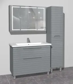 Тумба для підлоги Milleau PARALLEL 100 c умивальником Космо 100см для ванної кімнати, графіт №2